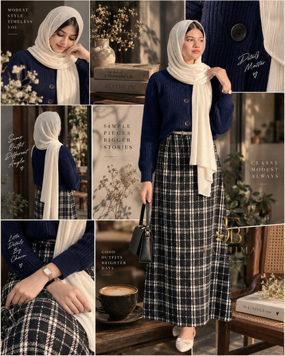 Rib top and check skirt