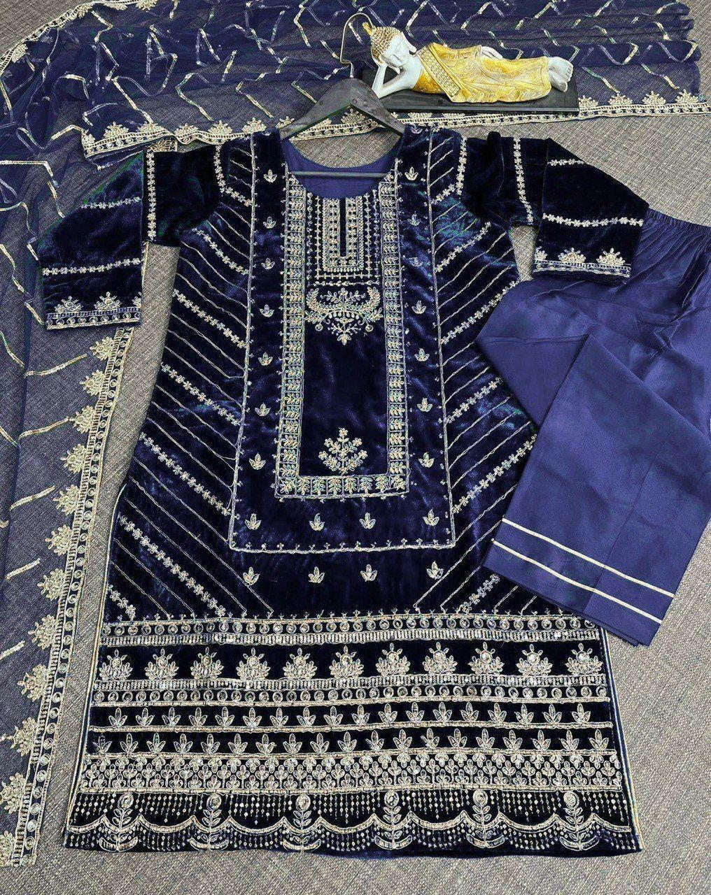 Velvet Embroidery Suit