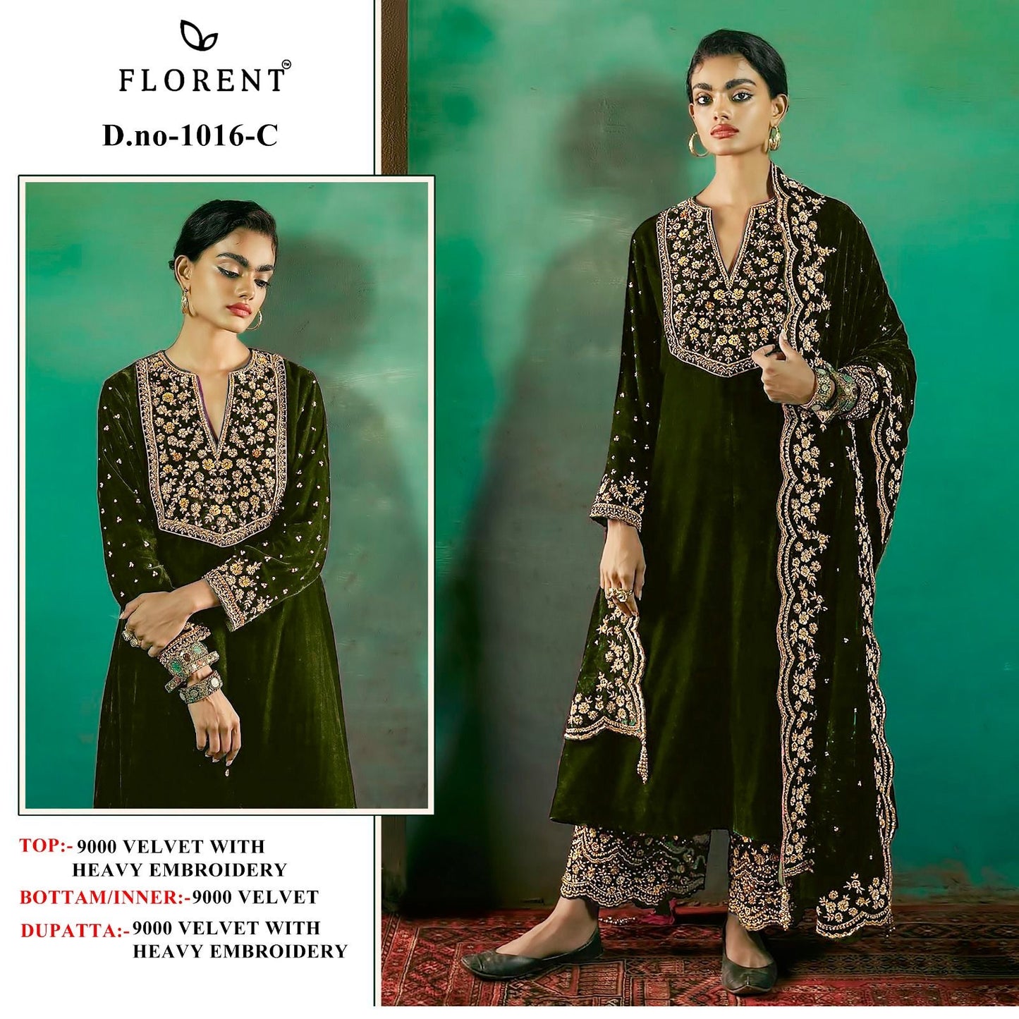 Velvet suite with heavy embroidery (unstitched)
