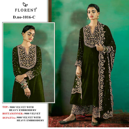 Velvet suite with heavy embroidery (unstitched)