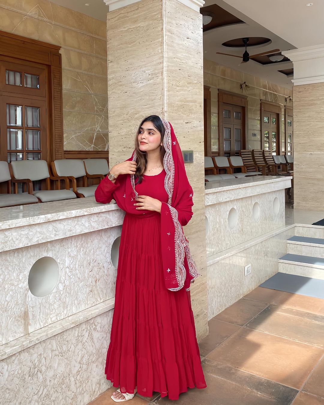 Layer frills gown