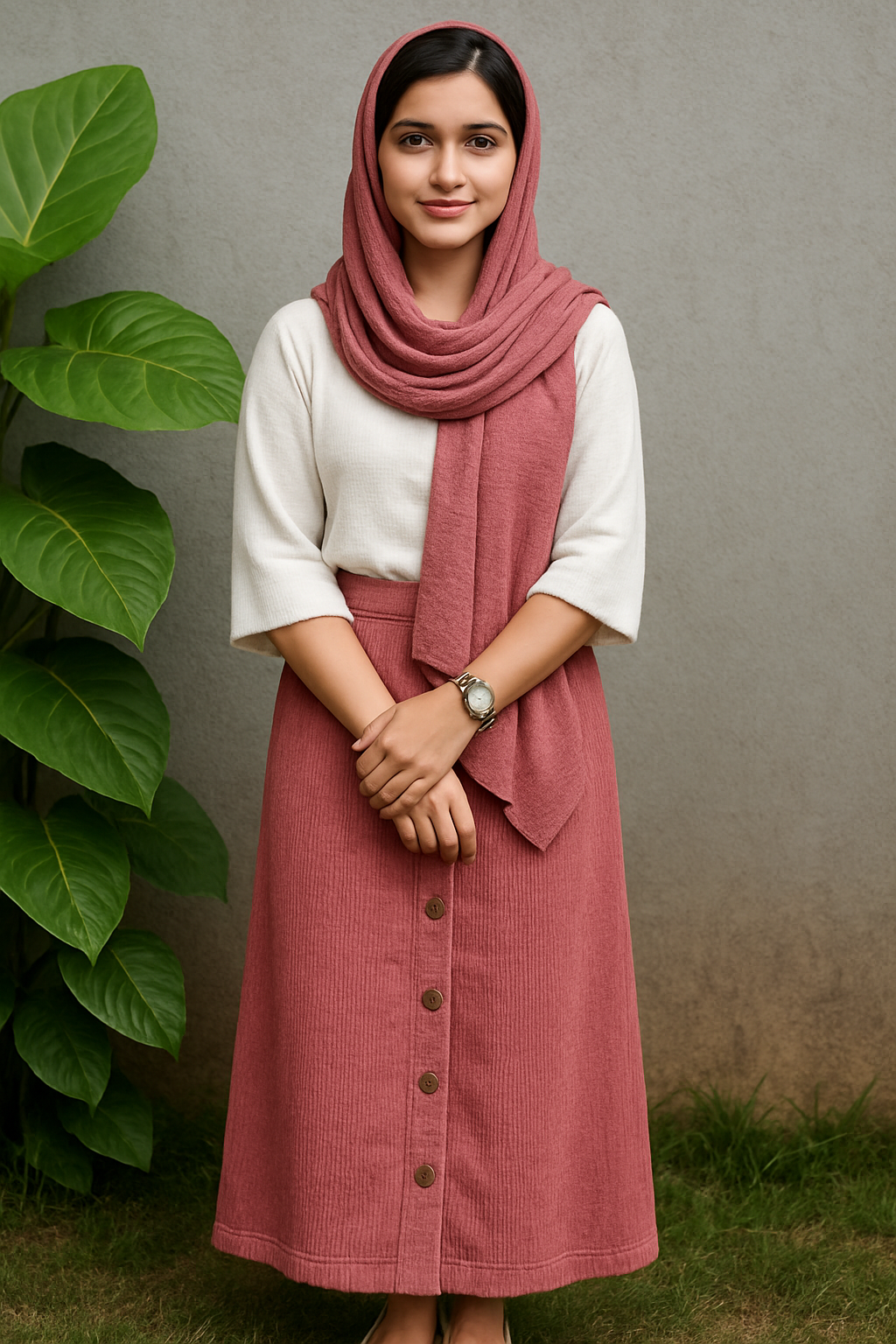 Corduroy skirt and cey top