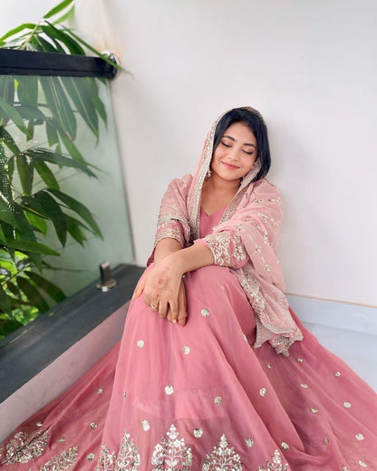 Embroidered sequence party wear