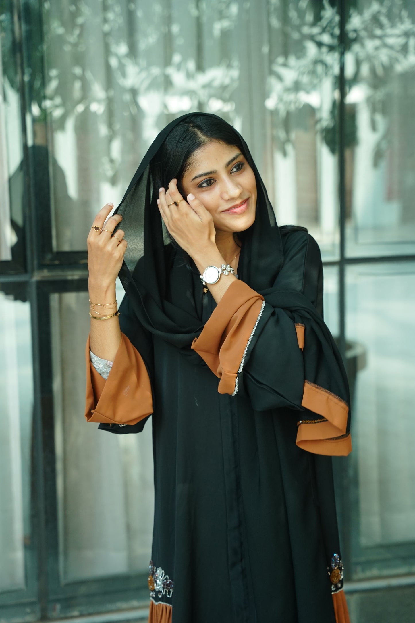 Handworked pleated abaya