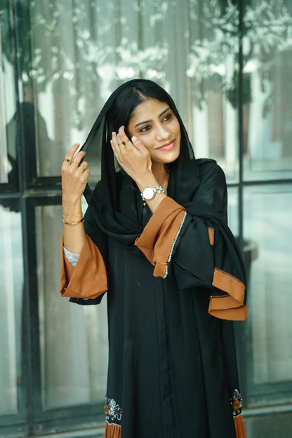 Handworked pleated abaya