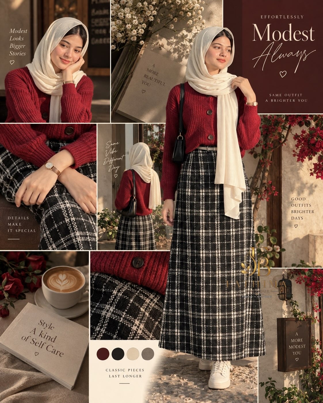 Rib top and check skirt