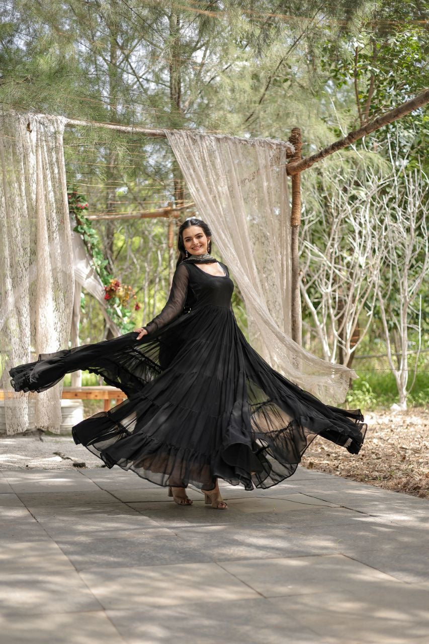 Layer frills gown