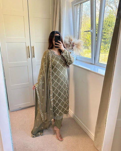 Designer sequence embroidered suite