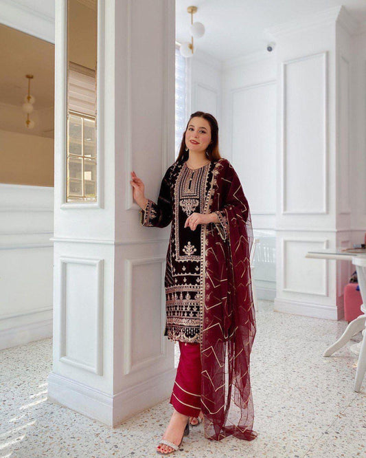 Velvet Embroidery Suit