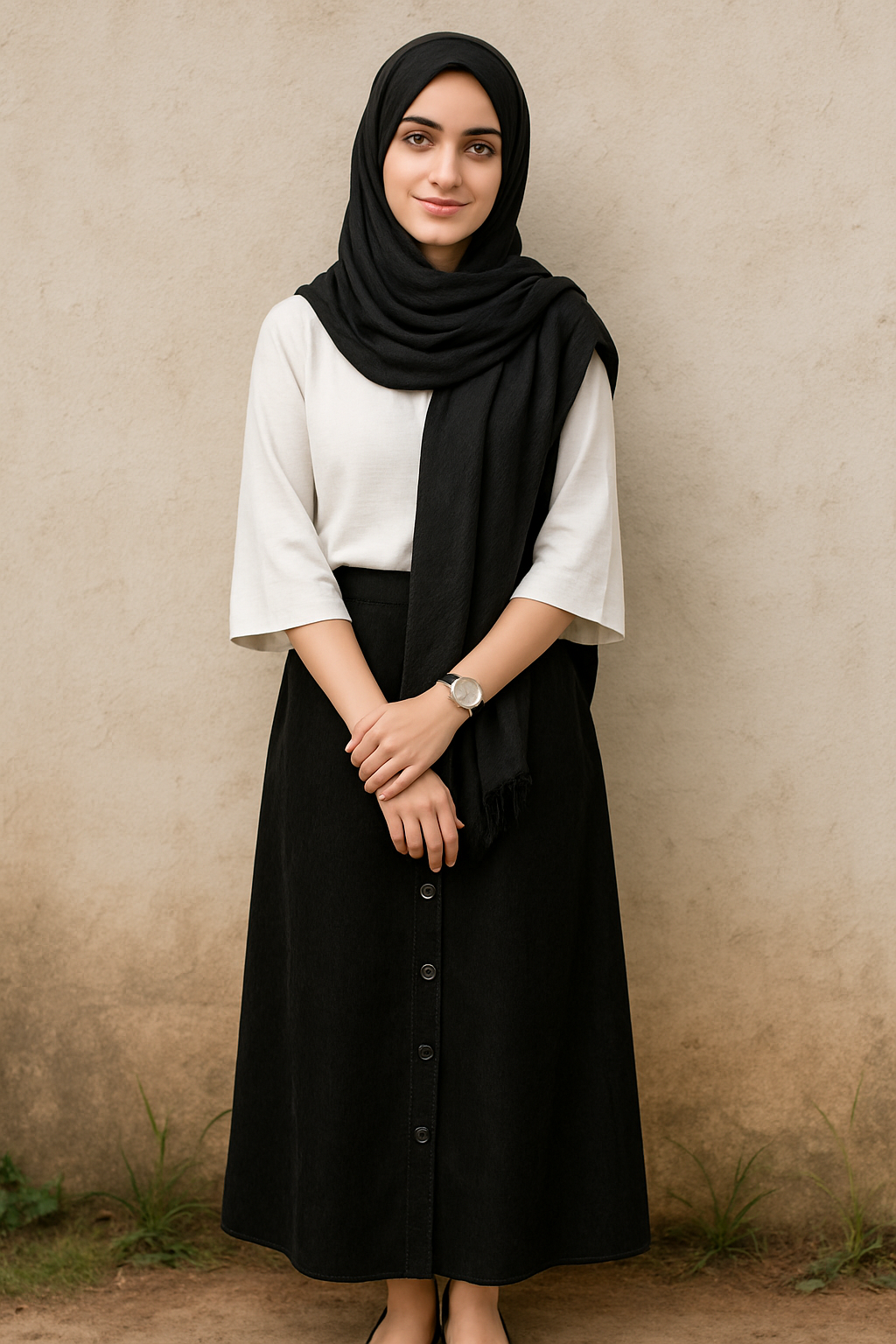 Corduroy skirt and cey top
