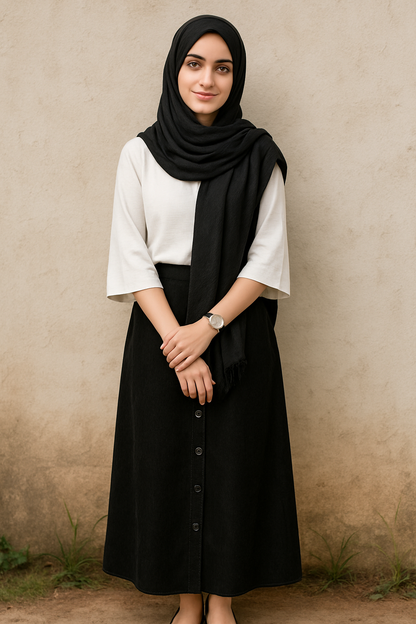 Corduroy skirt and cey top