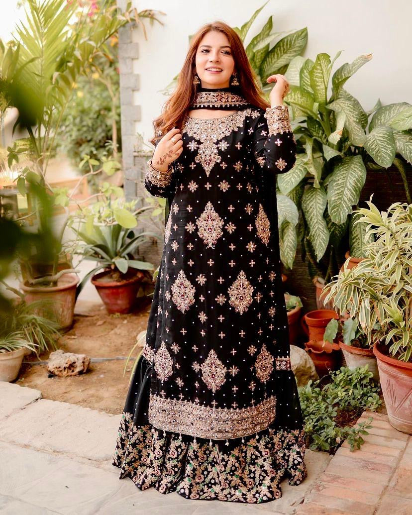 Georgette embroidered sharara