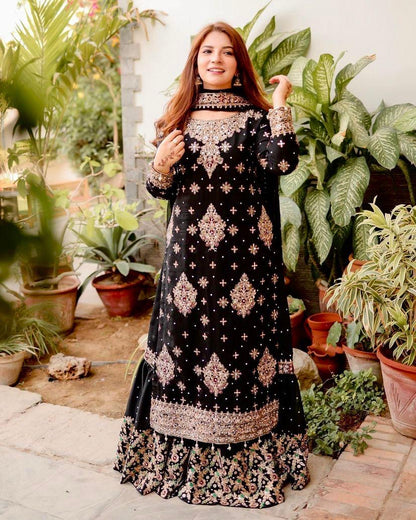 Georgette embroidered sharara
