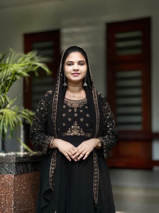 Party wear gown with shawl