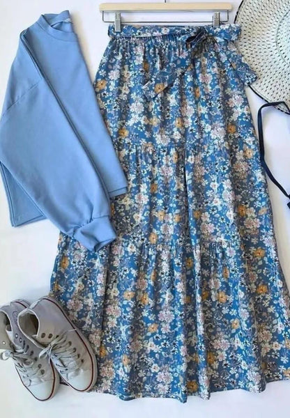 Banyan top and printed skirt
