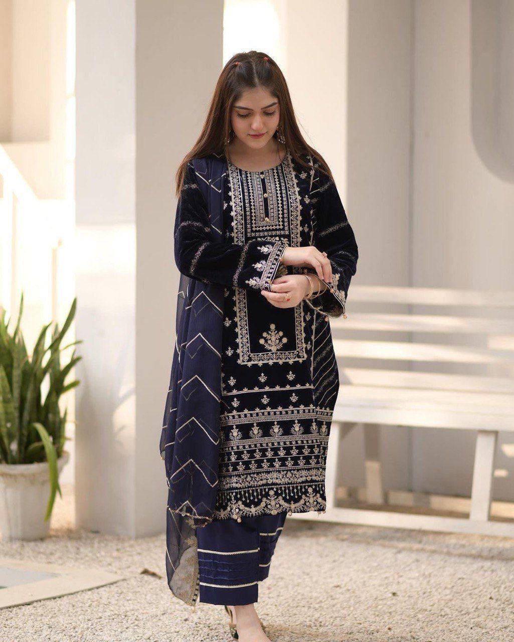 Velvet Embroidery Suit
