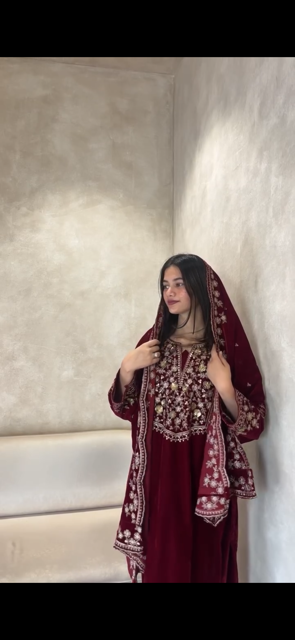 Velvet suite with heavy embroidery (unstitched)