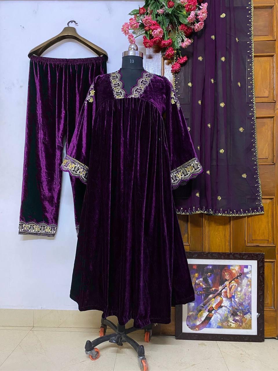 Velvet kurti palazzo set