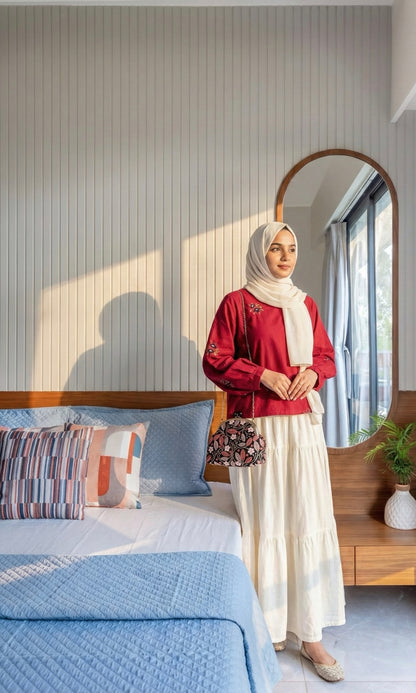 Embroidery top and skirt
