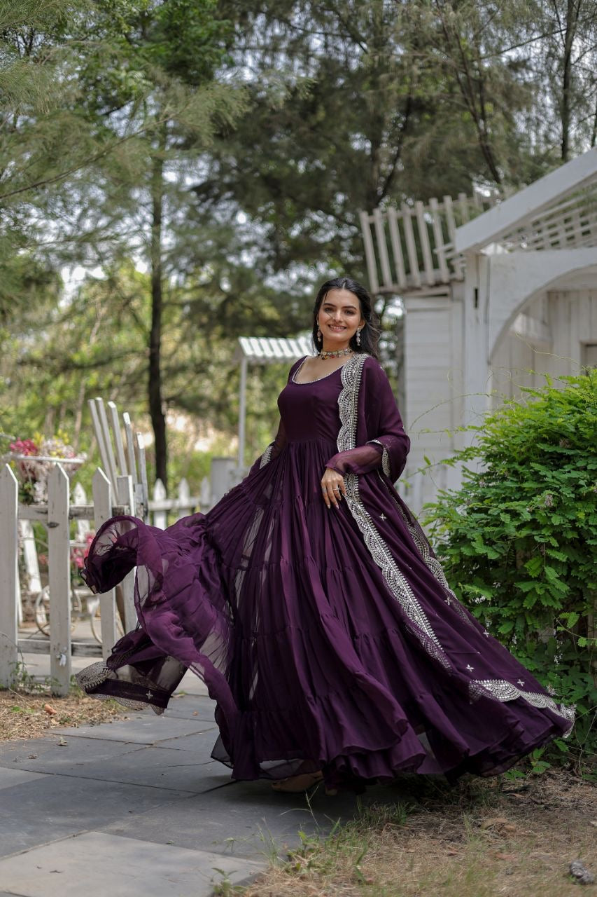 Layer frills gown