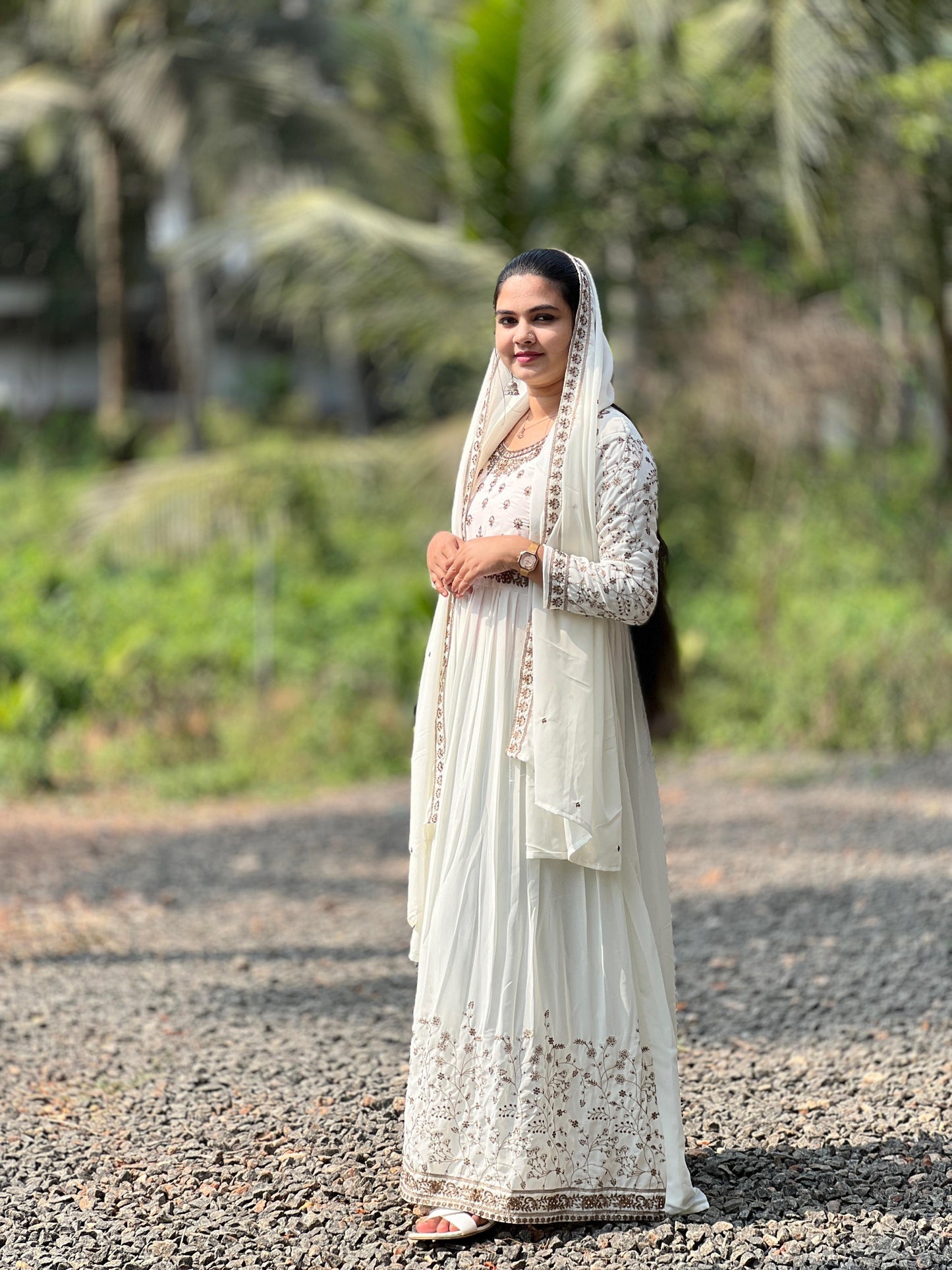 Party wear gown with shawl