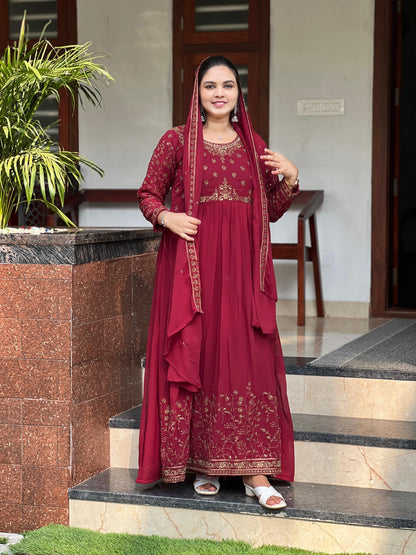 Party wear gown with shawl
