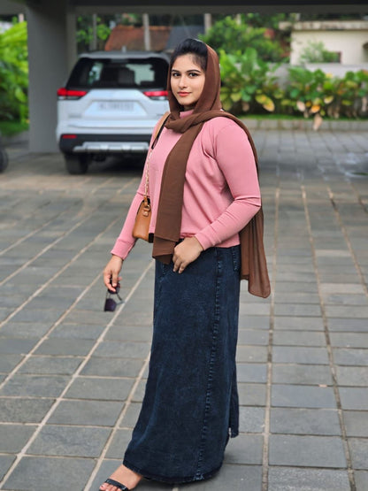 Rib top and jean skirt