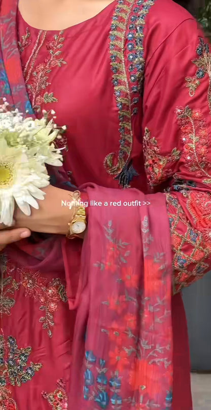 Embroidered suite