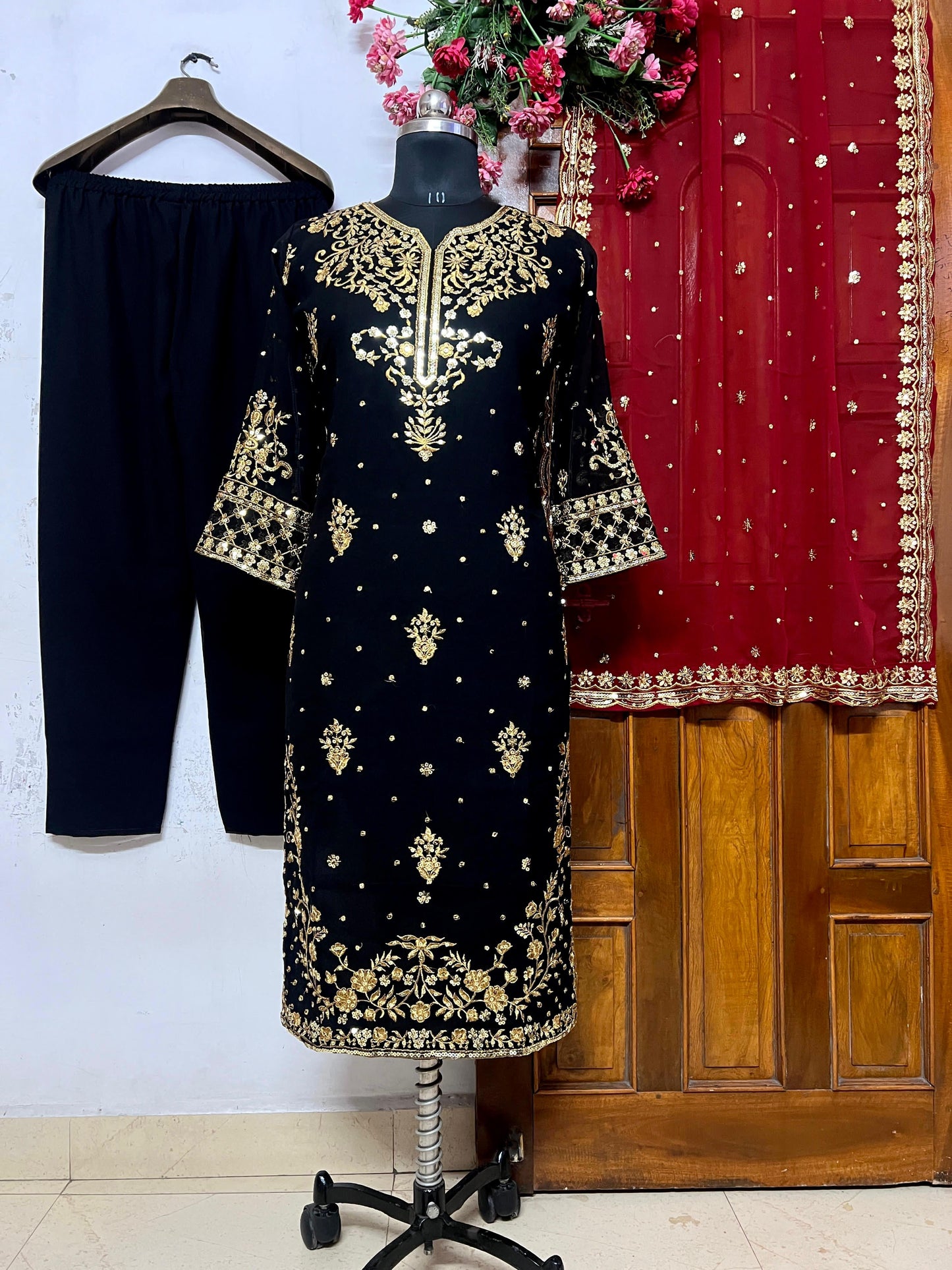 Zari embroidery kurti