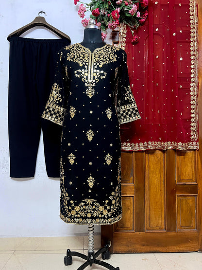 Zari embroidery kurti