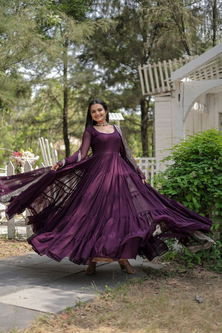 Layer frills gown
