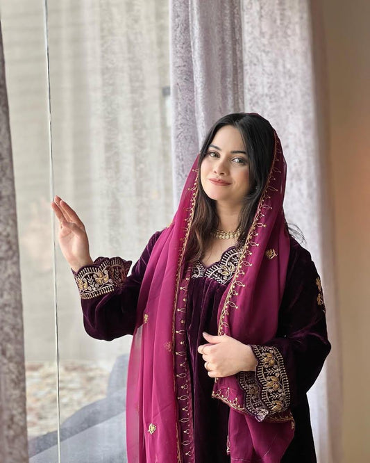 Velvet kurti palazzo set