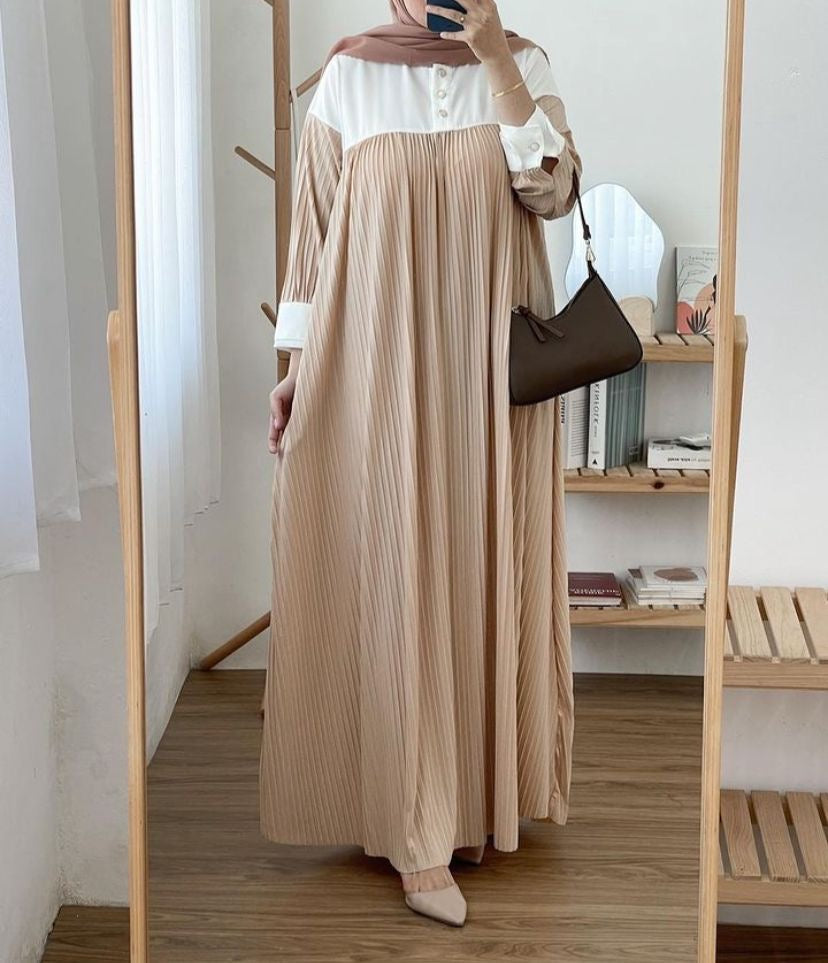 Pleated georgette gown