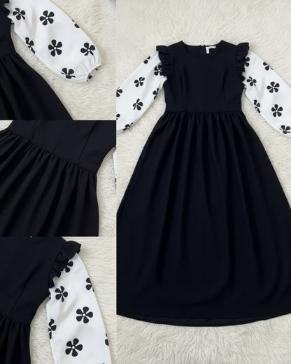 Printed sleeve gown