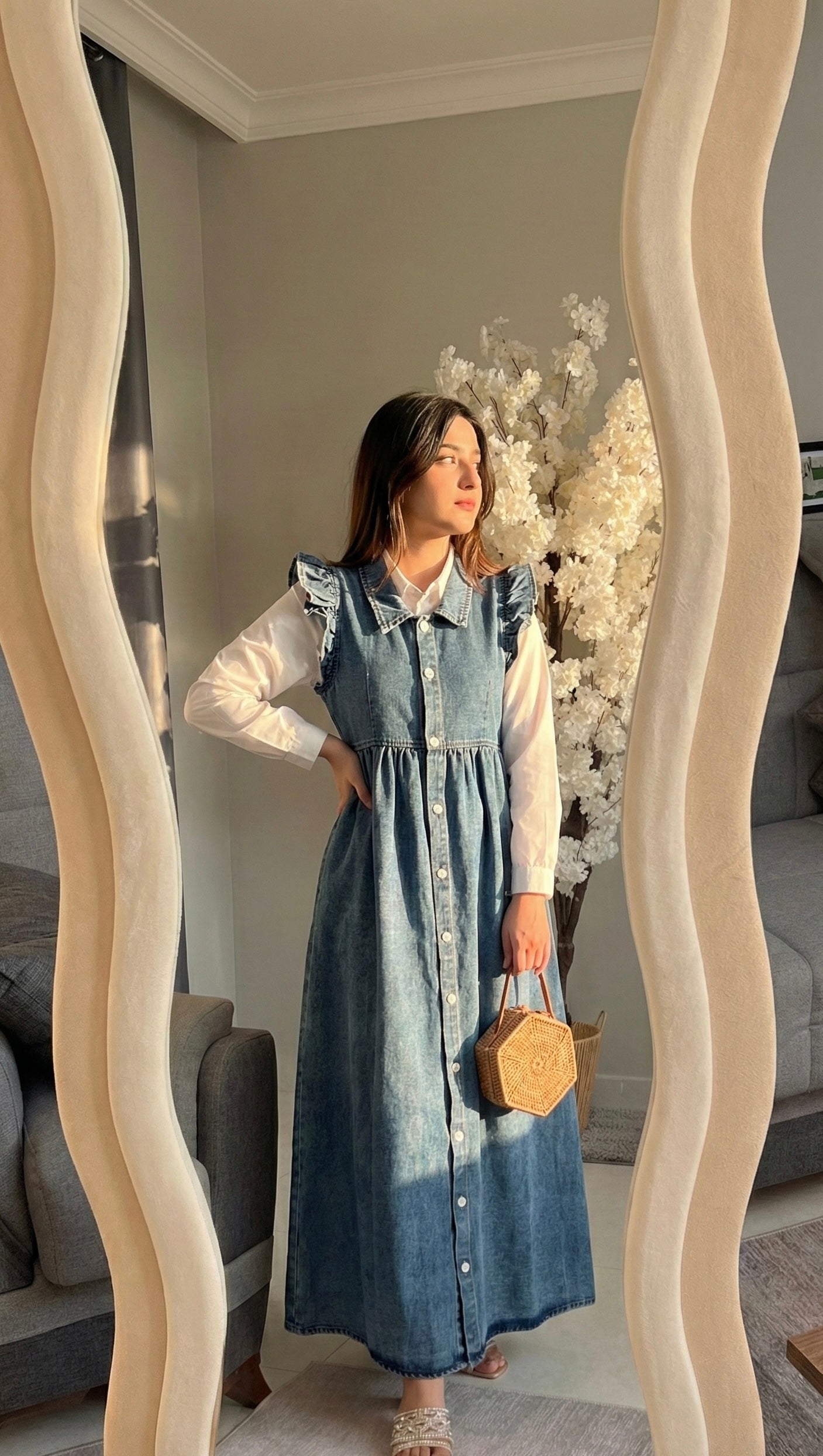 Denim romper and shirt