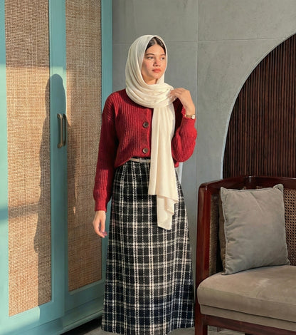 Rib top and check skirt