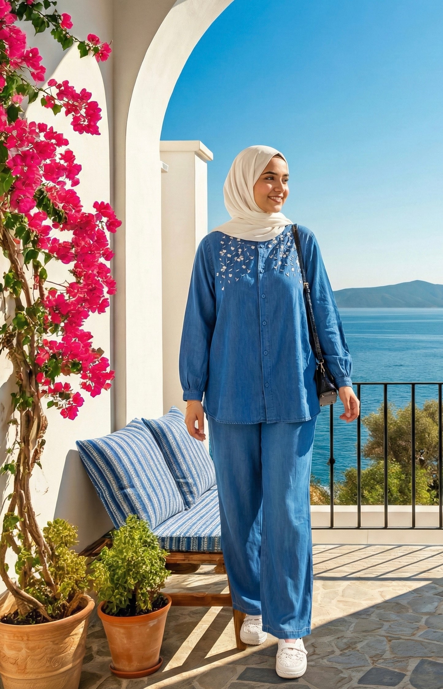 Denim embroidered co ord set